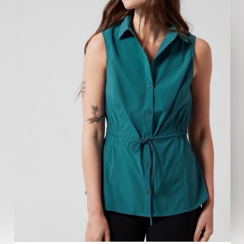 NWOT Athleta Teal Button Down Shirt